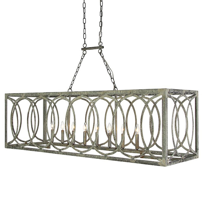 New Orleans 8 - Light Kitchen Island Rectangle Chandelier, 18" H x 45" W x 18" D, Deep Ocean