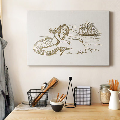 Sunning Mermaid I, toile tendue avec châssis de qualité supérieure - prête à être accrochée