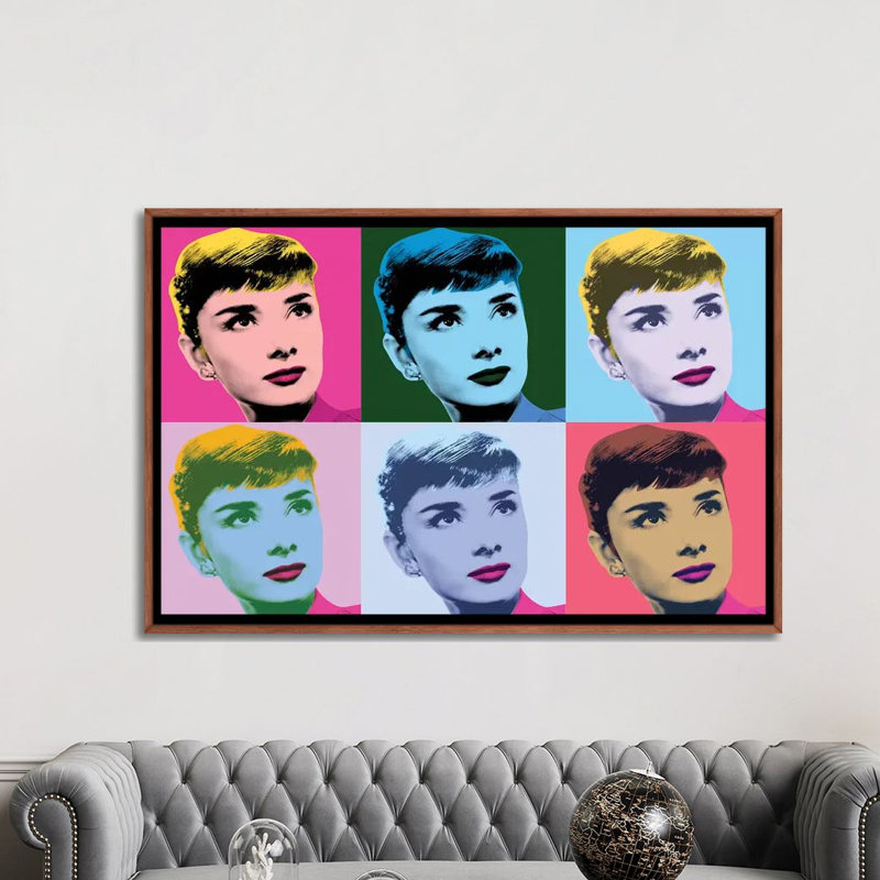 Audrey Hepburn Warhol Sabrina par radio Days-impression d’art graphique, Pas de tapis, H 60 po x l 40po x P 1,5 po