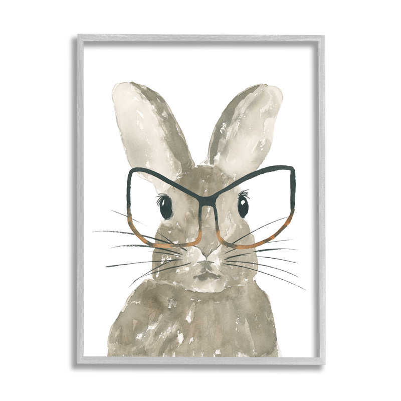 «Baby Bunny» avec de grands verres, «Woodland Animal» par Lucille Price - impression, H 14 po x l 11 po x P 1,5 po