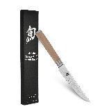 Shun Classic Blonde 4.75" Steak Knife, Handcrafted Japanese Knife, VG-MAX Core with Damascus Stainless Steel Cladding, Pakkawood Handle, Serrated Steak Knife for Professional and Home Chefs