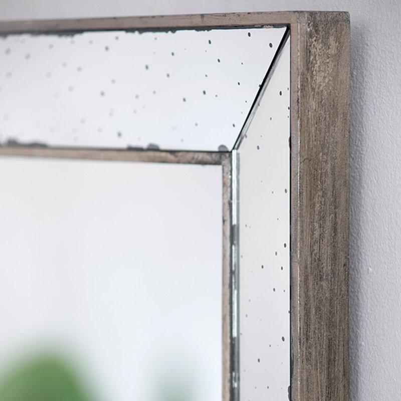 Distressed Silver Square Accent Mirror, Wall Mirror for Living Room, Entryway, Office, Bedroom, Hallway, 18" x 18"