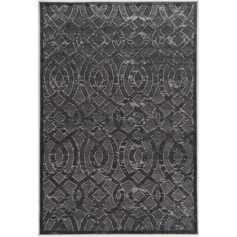Kleinschmidt Hi Lo Trellis Performance Blue and Gray Rug, Rectangle 8' x 10'3"
