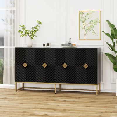 Carved 4 Door Sideboard ,Sideboard Buffet Cabinet With Storage ,Modern Coffee Bar Cabinet With Adjustable Shelf For Living Room,Diningroom,Kitchen -  Mercer41, 0A0BAA2914554BB0B36022805B6E7F9F