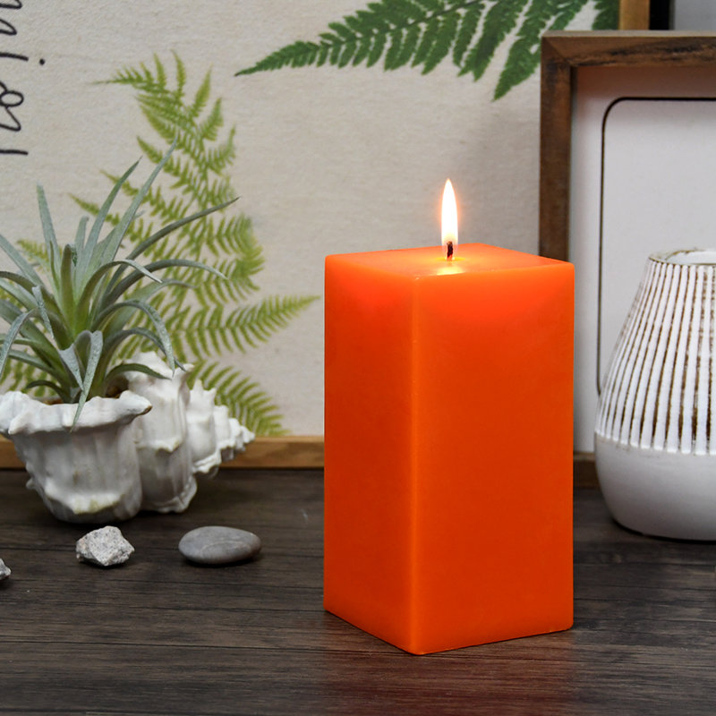 Bougie colonne, Orange, H 6 po x l 3 po x P 3 po, Ensemble de 12