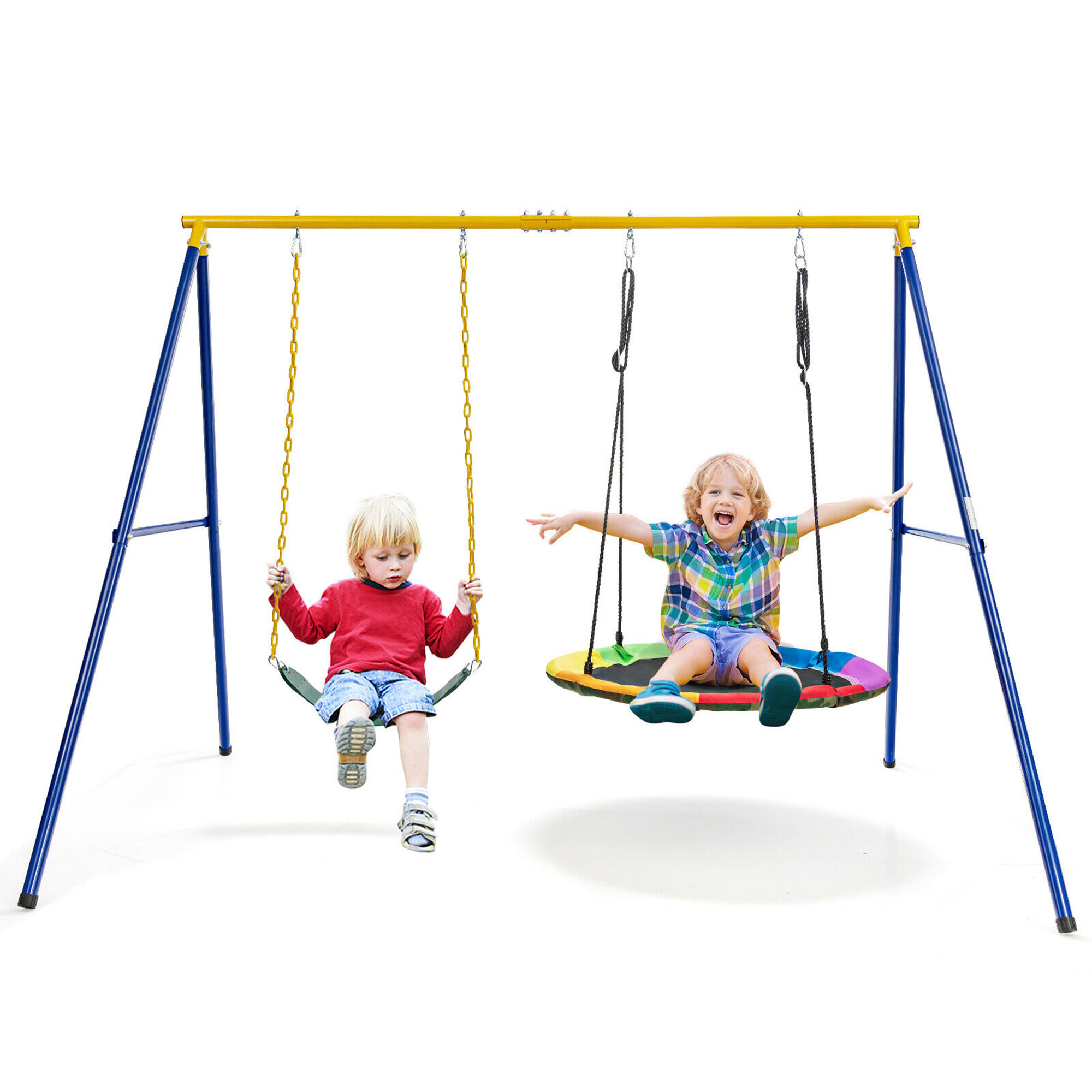 GYMAX 40 Flying Saucer Round Tree Swing Kids Play Set W/ Adjustable Ropes Outdoor