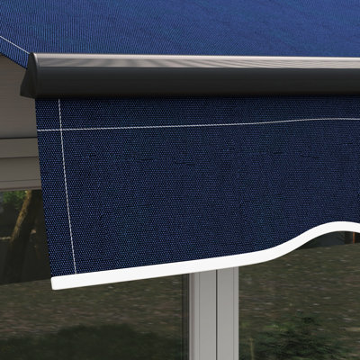 Auvent de patio rétractable 10 pi x 8 pi avec pare-soleil réglable manuellement. Tissu 280 g / m², structure en aluminium. Bleu pour terrasse, balcon, auvent de jardin rétractable, abri. UV30 + protégé