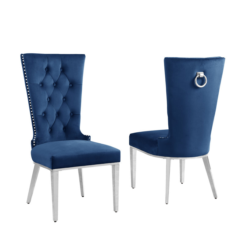 Chaise d'appoint Princeton, Argent, Bleu marine