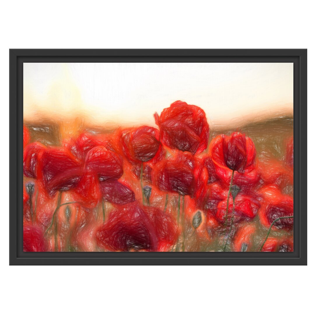 Gerahmtes Wandbild Feuriger Mohn