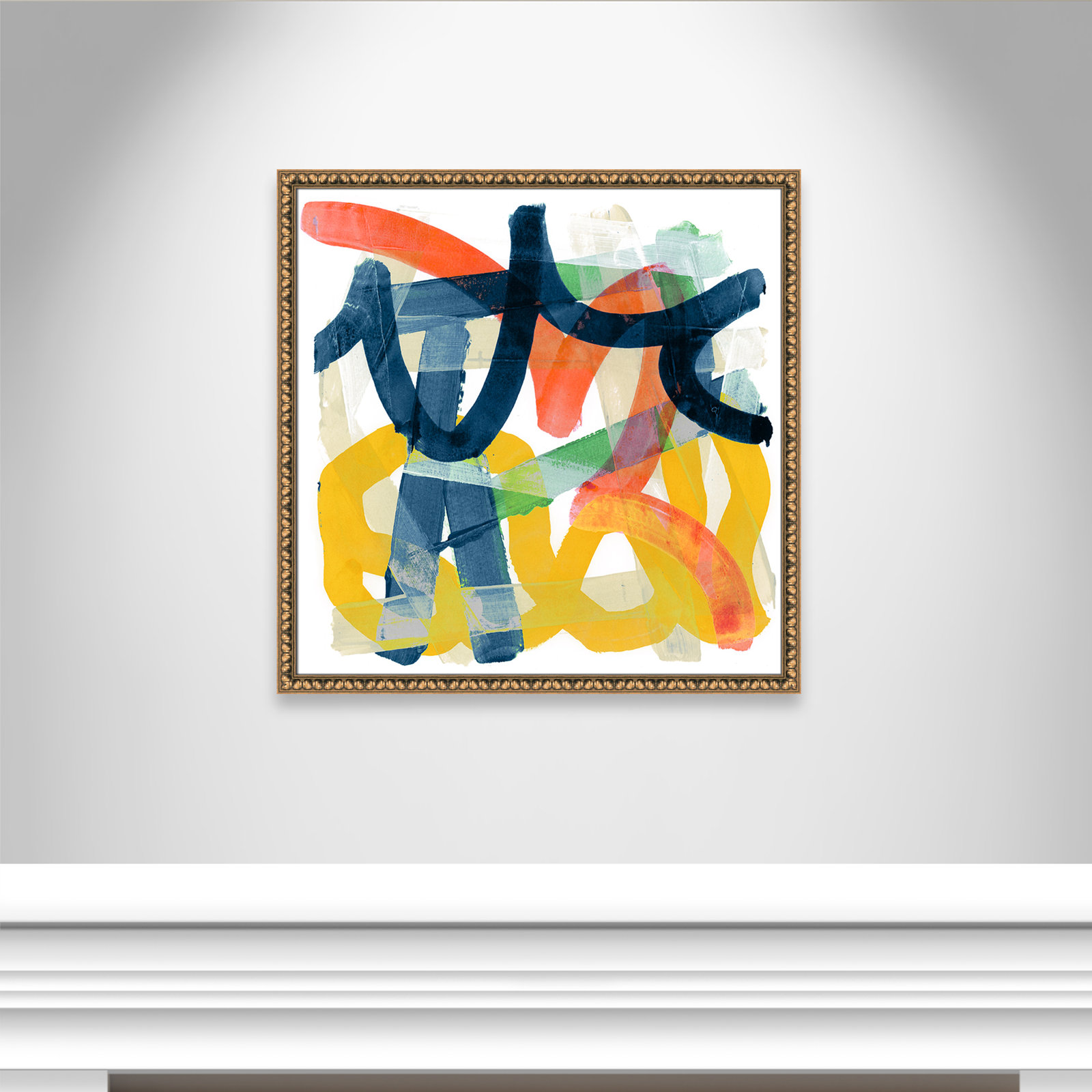 Shuffling by Cartissi - Picture Frame Painting, Gold Bead Framed, 33" H x 33" W x 1.13" D