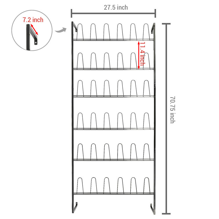 MyGift 9-Pair Wall Mounted Black Metal Wire Boot & Shoe Rack