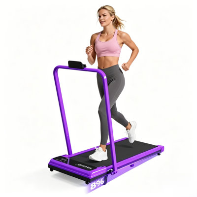 Adjustable Incline Under Desk Walking Pad with Handle, Foldable Quiet Treadmill with LED Display for Home & Office