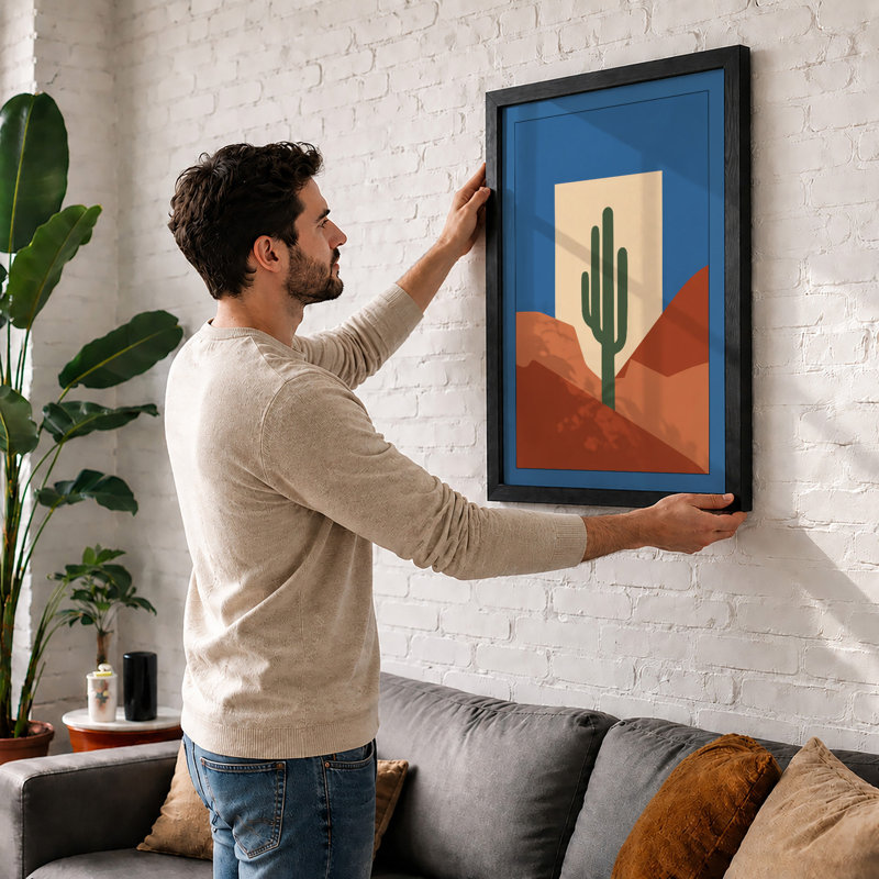 Desert Stillness Minimalist - Framed Print, A3 - 42.0 x 29.7 cm, White
