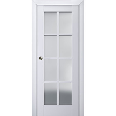 Veregio Frosted Glass Paneled Wood Sliding Closet Door