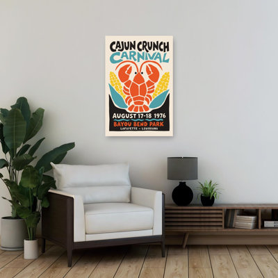 Louisiana Crawfish Festival Retro Rustic Vintage Lobster Summer Wall Art Print 1 Piece Wrapped Canvas Wall Art