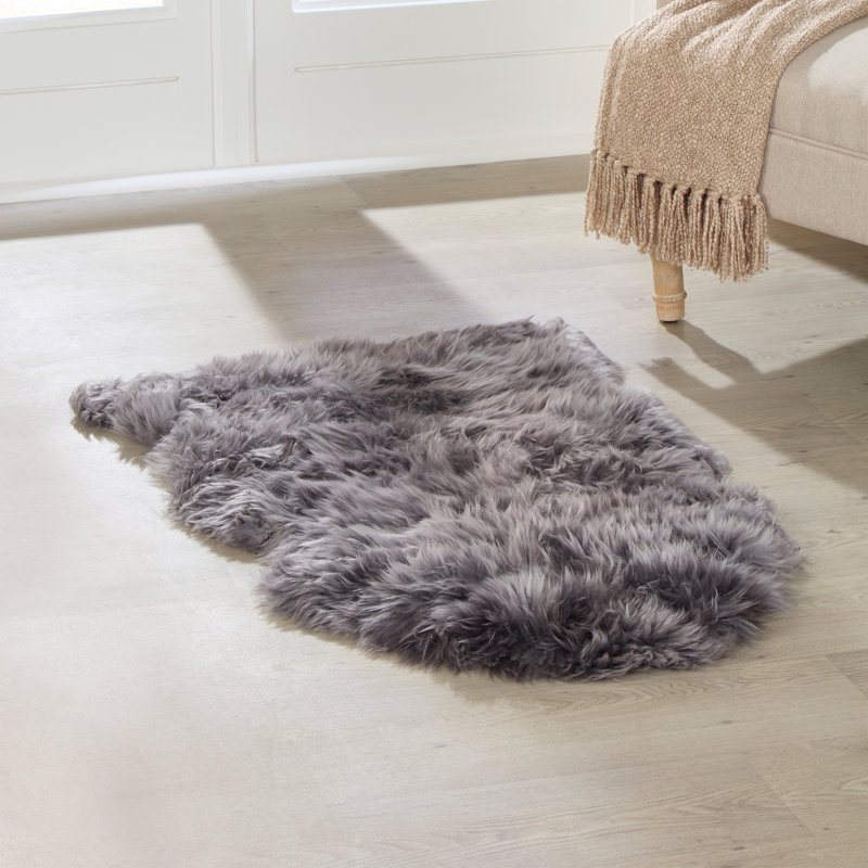 Adrianna Solid Colour Sheepskin Hand Woven 120cm X 60cm Area Rug
