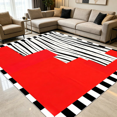 Tapis de texture abstraite en soie ondulée gaufrée fluide de 1 pièce pour le salon, doux et confortable, convient à toutes les saisons, facile à entretenir, tapis de sol intérieur lavable à la machine, sous la table de ferme convenant à la salle à manger, à la chambre à coucher, au vestibule,