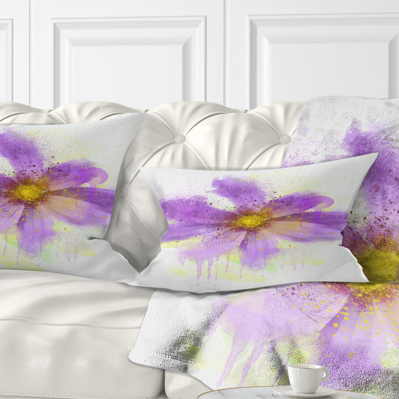 Coussin décoratif fleur mauve à gros pétales, Rectangle, 12 po x 20 po