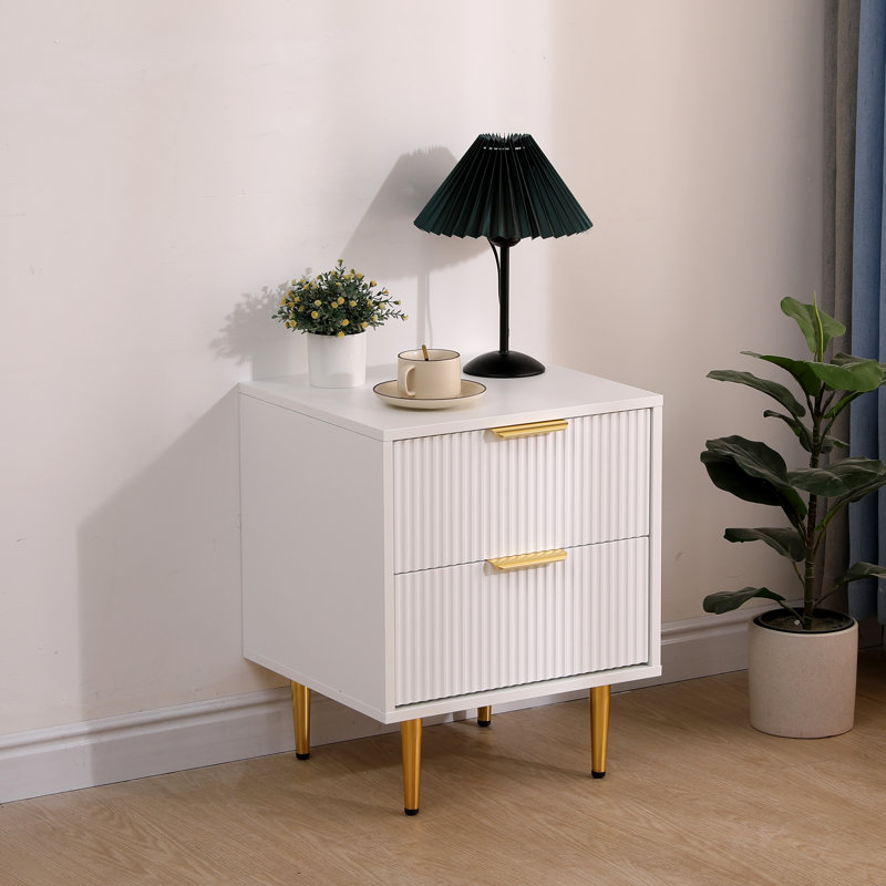 Shippingport Black, 45cm wide 2 - Drawer Fluted Front Chest of Drawers, White