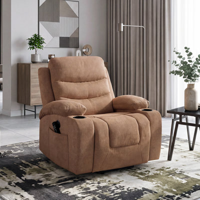 Eleanor 35.5" Traditional Microfiber Power Lift Recliner with Massage, Seat Heat, USB Charging Ports & Dual Cup Holders