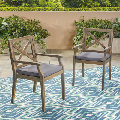 Bevelyn Wood Premium All-Weather Wicker Outdoor Dining Armchair with Cushion