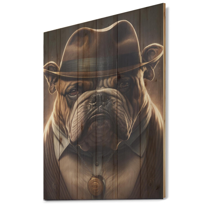 Ikko Mafia English Bulldog II - impression sans cadre sur bois, H 20 po x l 12 po x P 1 po