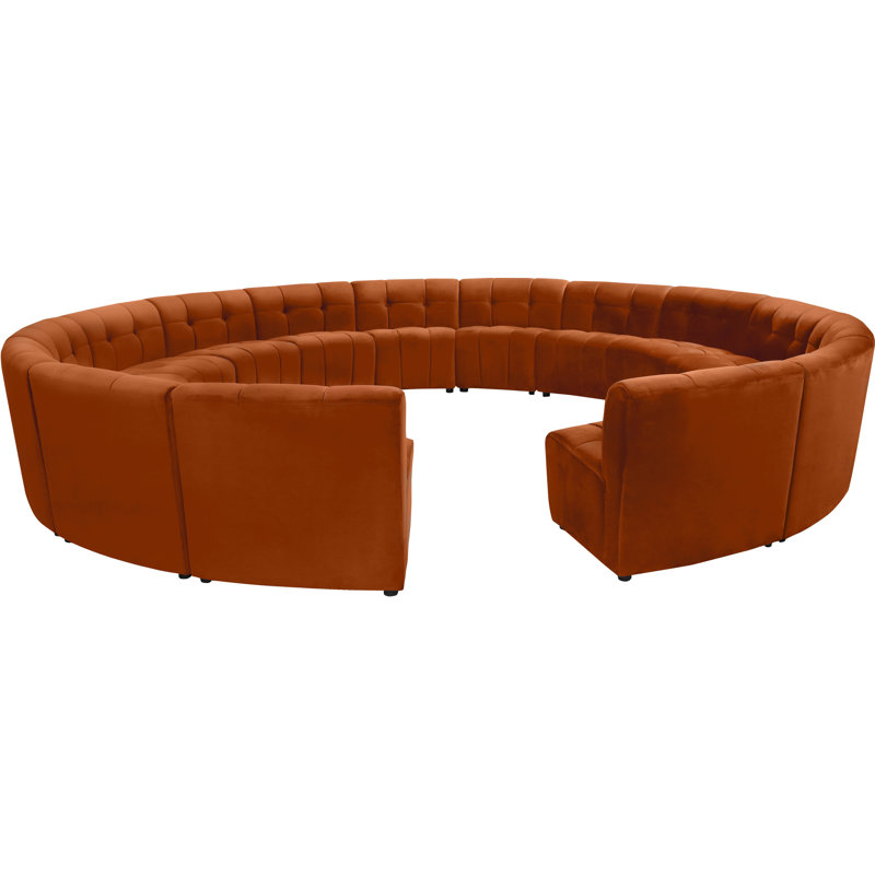 Jedson Velvet Sectional Symmetrical, Cognac Velvet