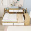 Lit de jour en L en bois avec tiroirs de rangement, tablettes et bureau-101251112-101251119