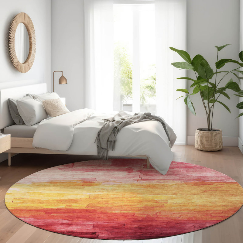 Tapis lavable intérieur / extérieur rose Lethrae , 8 pi x 8 pi