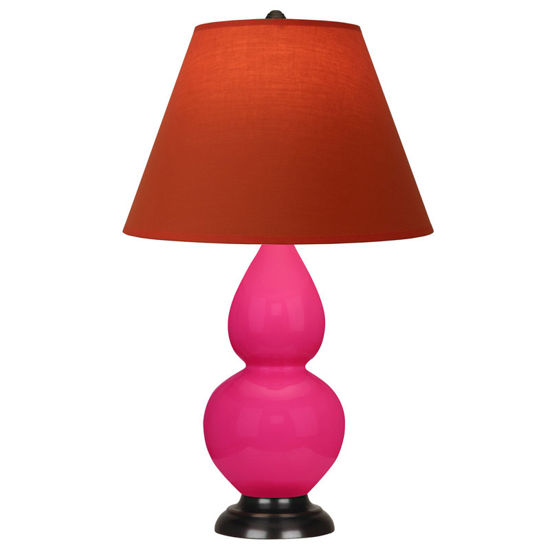 Small Double Gourd Accent Lamp - Sangria, Deep Patina Bronze - Lavender, Plum Shade, Pink/Bronze, Bright Blue/Gray