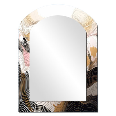 Exploring Abstracted Lines V - Line Art Arch Decorative Mirror, Modern Asymmetrical Wall Mirror, Printed Metal Art