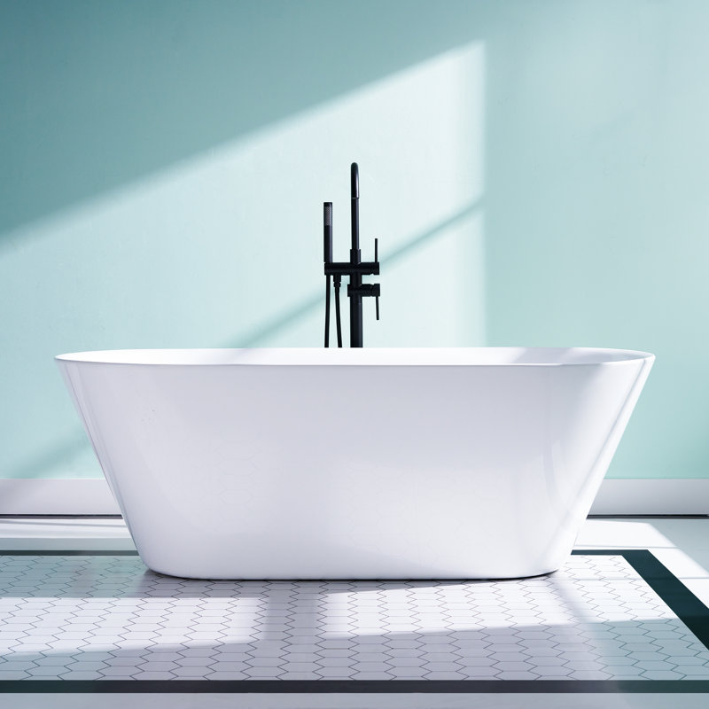 Baignoire de trempage autoportante en acrylique avec drain et trop-plein 66 po. 66 GALLONS