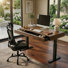 Electric Height-adjustable Desk & Chair Set, 3-drawer Height-adjustable Desk & Ergonomic Office Chair