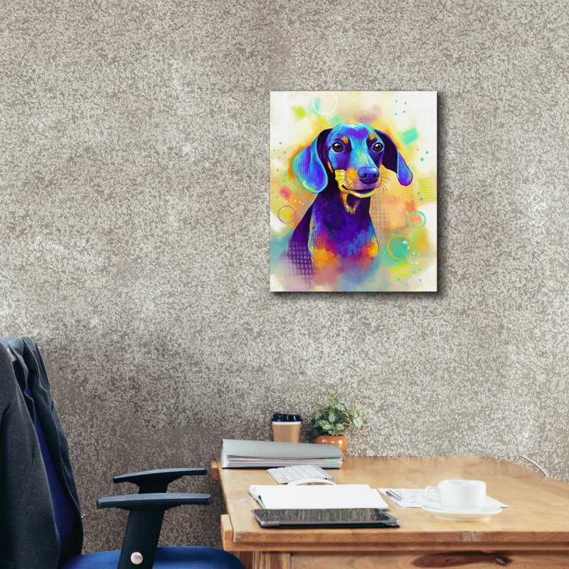 «Pop Art Dachshund 2» par Furbaby Affiliates, art mural sur toile, H 24 po x l 20 po x P 0,75 po