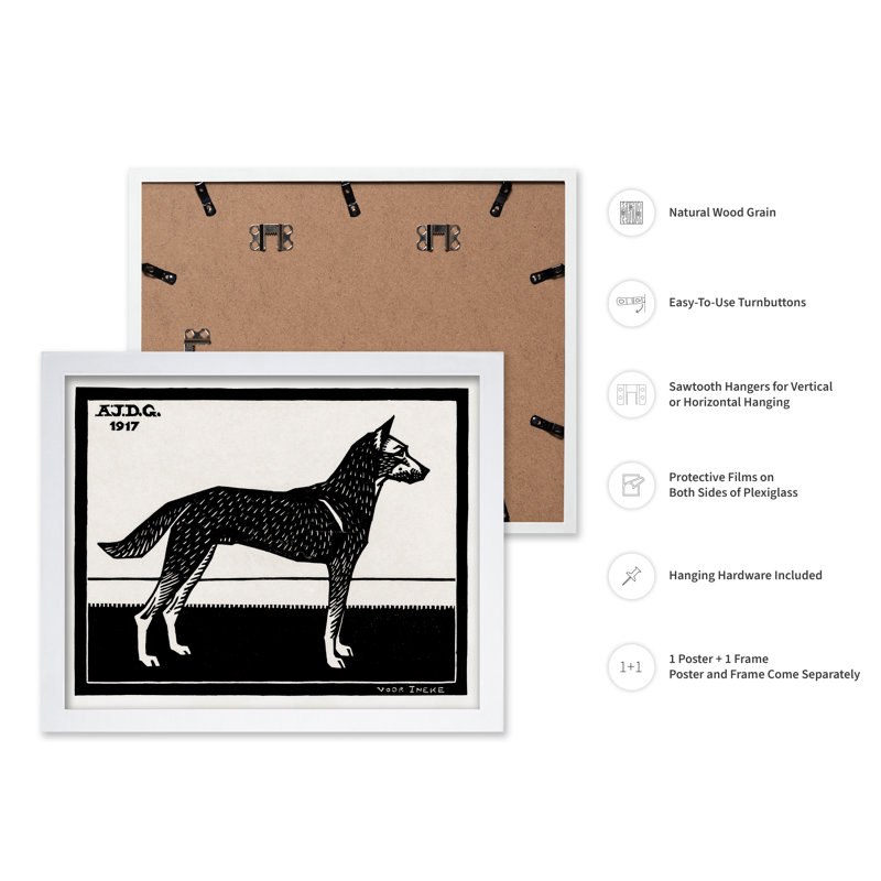 Chien noir et blanc, Poster, White Framed, 11"H x 14"W