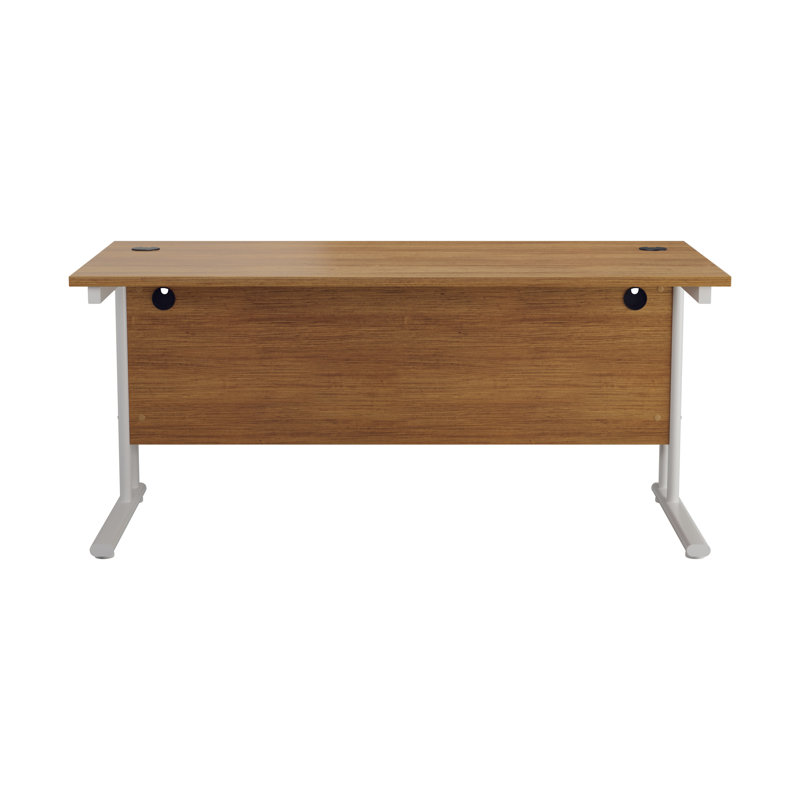 Metal Base Desk Shell, 73cm H x 180cm W x 80cm D, Grey Oak - Silver