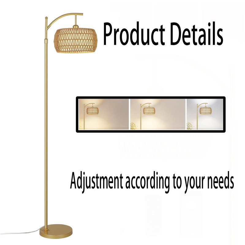 Asra 72.8'' LED Arched Floor Lamp, Gold