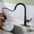 Stainless Steel 3-Function Single Handle Pull Down Kitchen Faucet With Deckplate-105782471