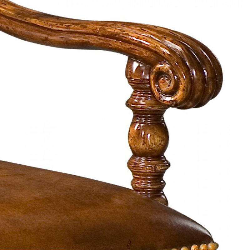 Chaise rembourrée en cuir véritable Country Farmhouse