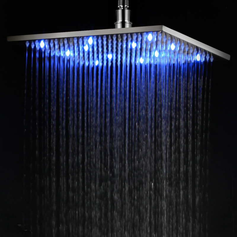 ALFI brand LED12S-PC Polished Chrome 12" Square Multi Color LED Rain Shower Head, Polished Chrome