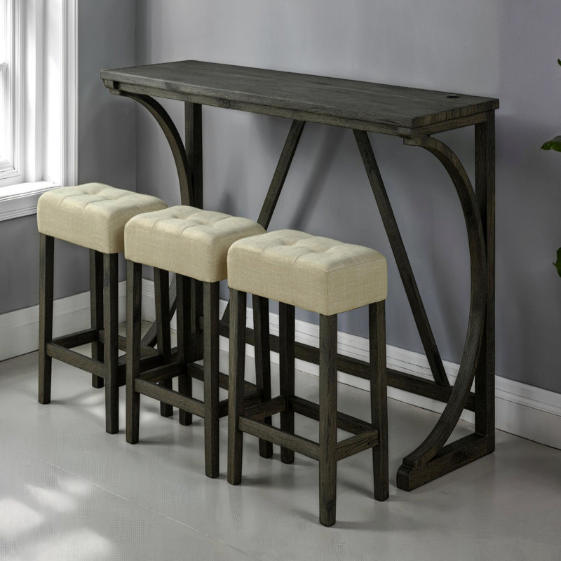 Ensemble de 4 pièces de table de salle à manger avec tabourets usb 3X