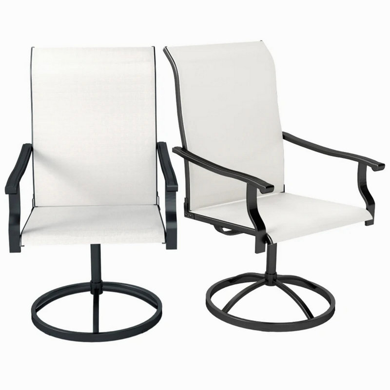 Ensemble de 2 chaises d'extérieur, chaises pivotantes, Noir/crème