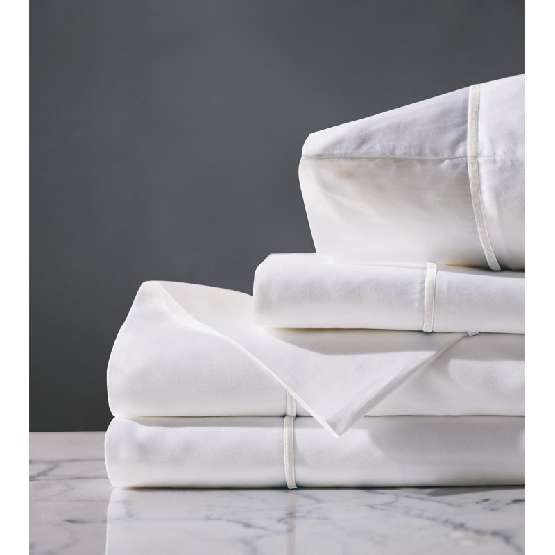 Linea Egyptian Cotton Sateen Sheet Set, California King, White/White