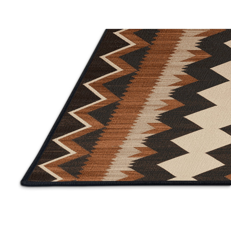 Washable Navajo Chevron Southwestern Area Rug, Square 7'
