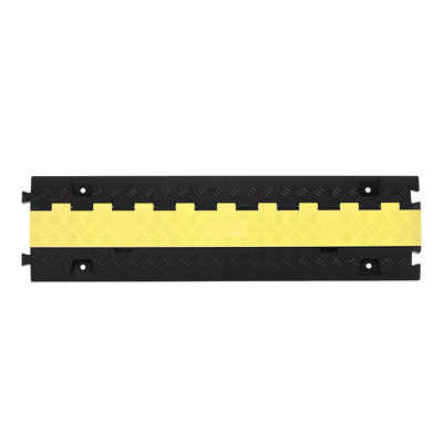 Cable Protector Ramp, 22,000 lbs/Axle Load Capacity, TPU Material, 3 Pack, 2 Channel Heavy Duty Cord Cover, Black, 1.2 x 1.1 in Channel with Flip-Open Top Cover