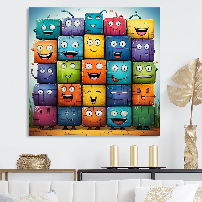Collage de personnages colorés Popart III - impression murale Pop, Toile tendue, H 16 po x l 16 po x P 1 po