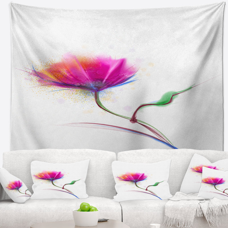 Tapisserie fleur isolée en mauve de fleur, H 32 po x l 39 po
