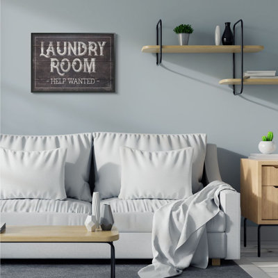«Laundry Room Bathroom Wood Textured Word Design», impression sur toile