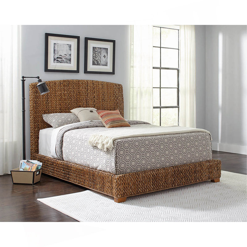 Grand lit Holden brun rustique et naturel, Grand lit