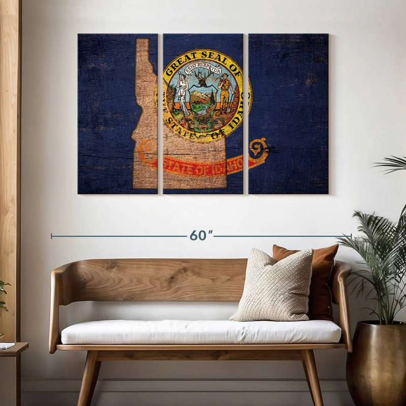 State Map Over Idaho Flag
